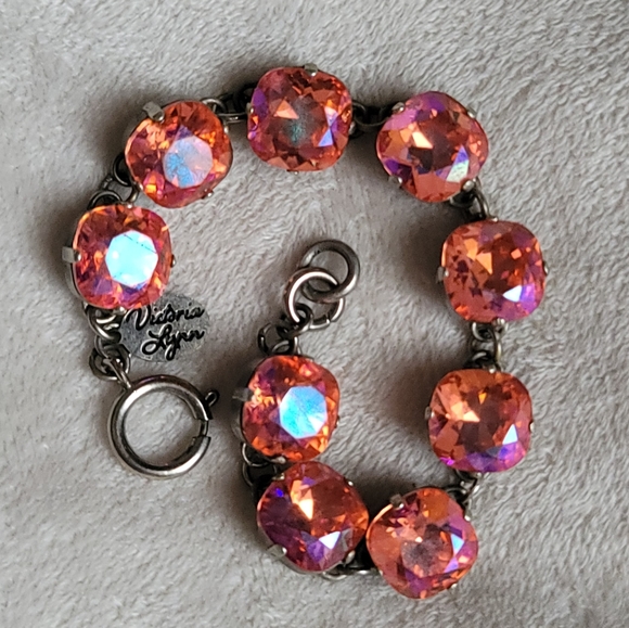 Victoria Lynn Jewelry - Authentic Victoria Lynn 12mm Pink Swarovski Bracelet in Silver setting